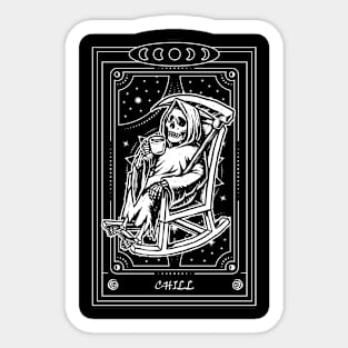 Grim Reaper Tarot Card Skeleton with Coffee Sticker